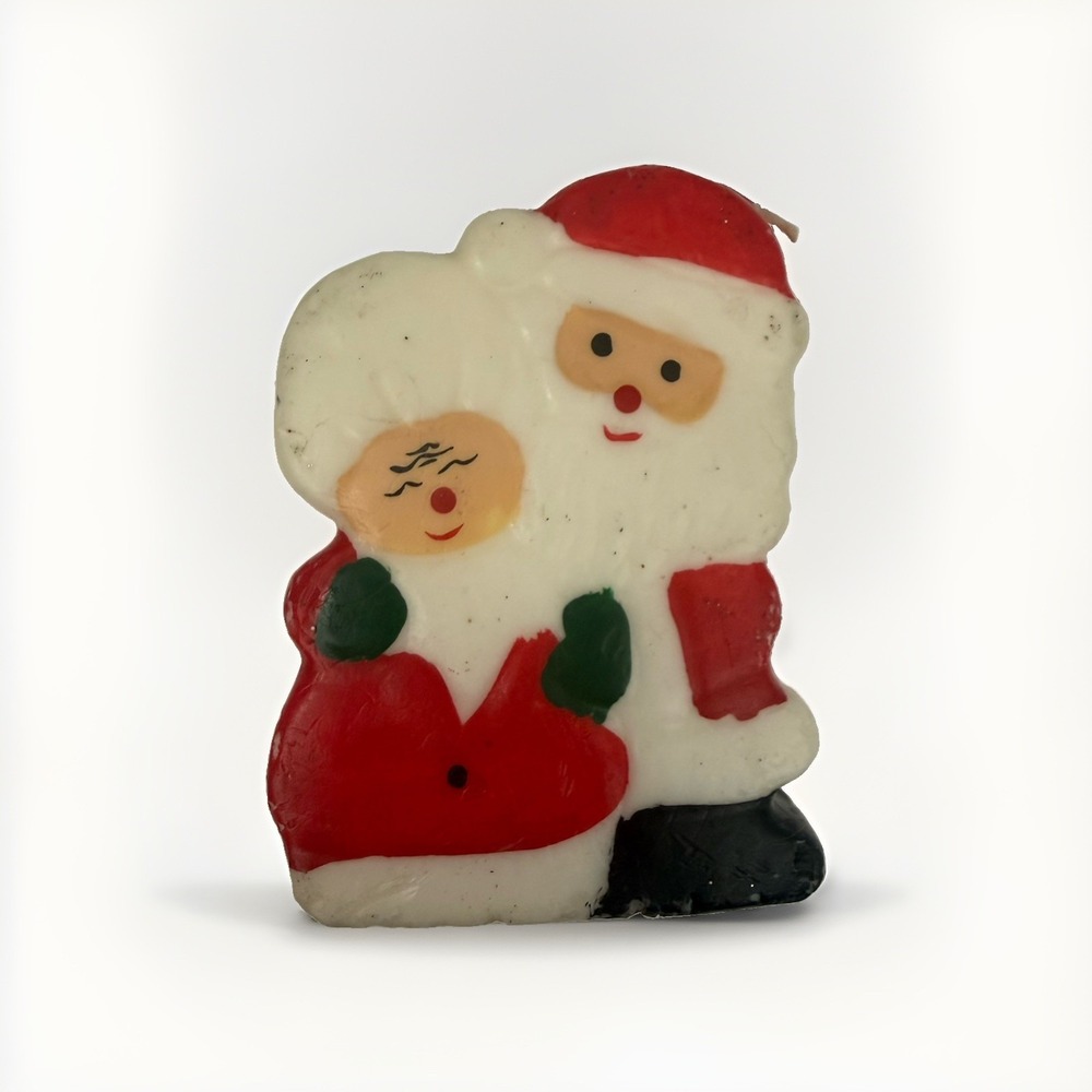 Vintage Santa Claus Mrs. Claus Christmas Holiday Candle